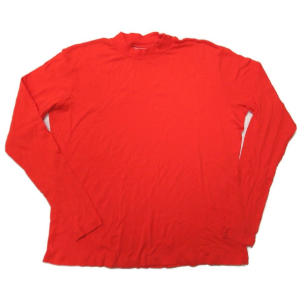 Weekday T-Shirt Womesn Large Orange Meja Long Sleeve Crewneck Cotton Solid
